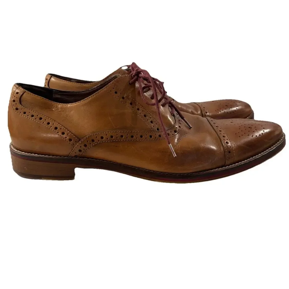 Johnston & Murphy Mens Size 13‎ M Conrad Captoe Oxford Brown Leather Dress Shoe